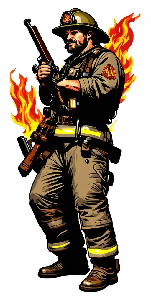 Wildland Firefighter Fighting