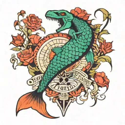 Mermaid Tail With T-rex Skelleton Torso