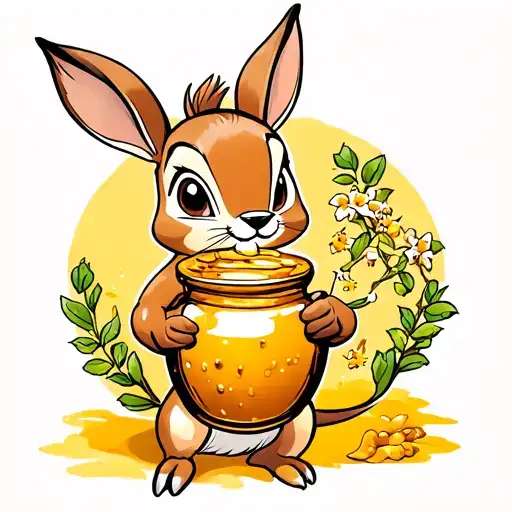 Thumper From Bambi Holding A Ceramic Honey Jar Overflowing
