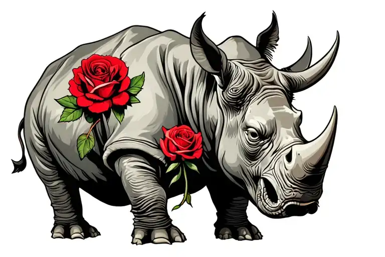 Rhino With A Rose In His Stomach