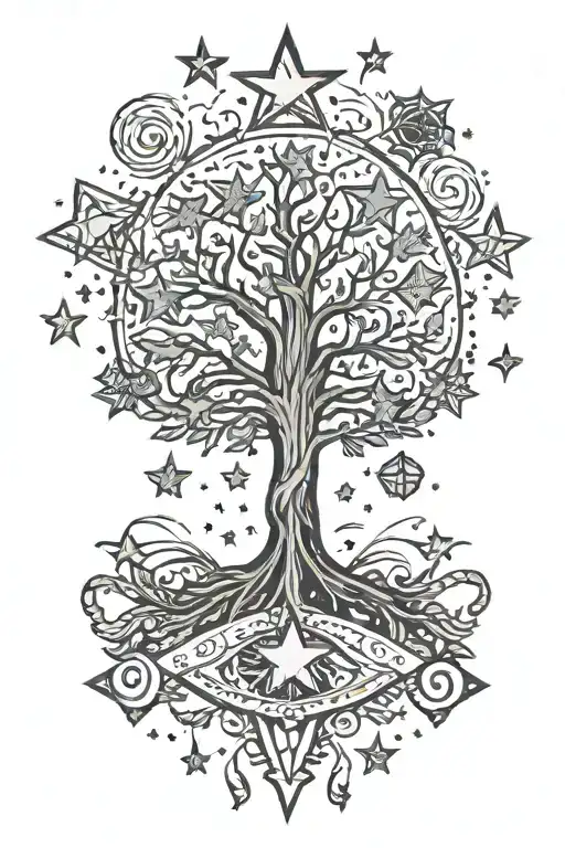 Stars Surrounding Tree Of Knowledge