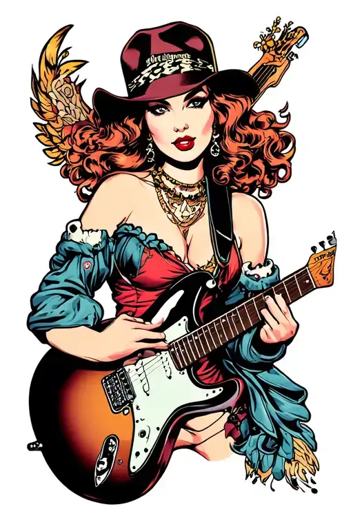 Casey Lynch From Guitar Hero As A Pinup Girl