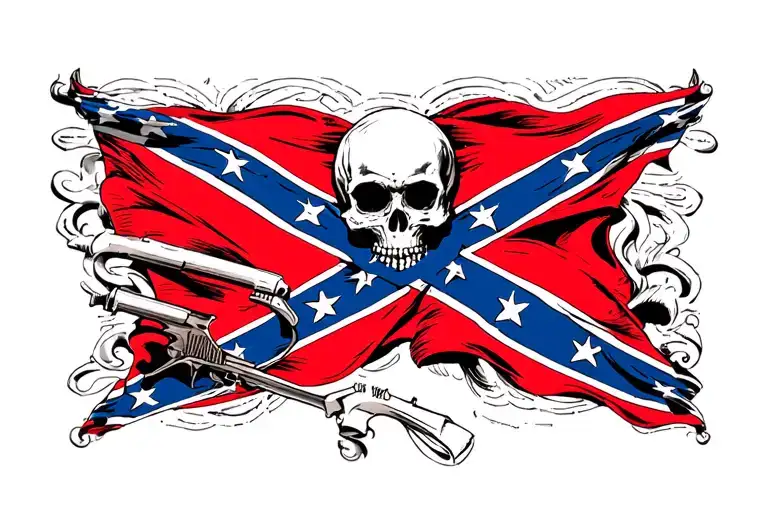 Confederate Flag With Skull Wearing