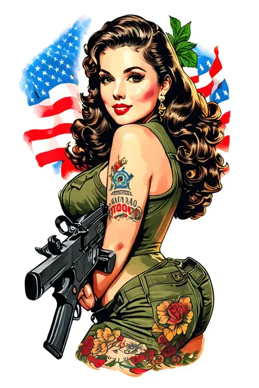 Pin Up Air Force Woman With F18
