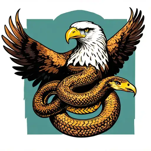 Eagle Holding On To A Snake