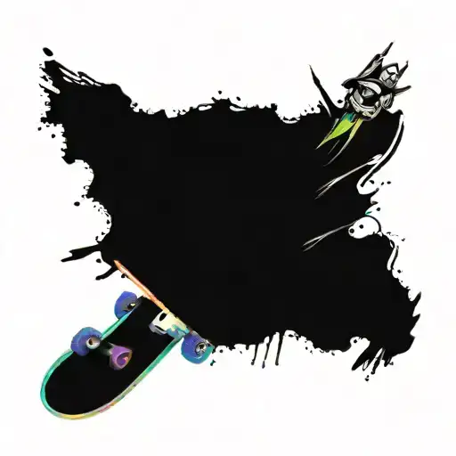 A Colorful Tie Dye Skateboard With Art Supplies Scattered Around It