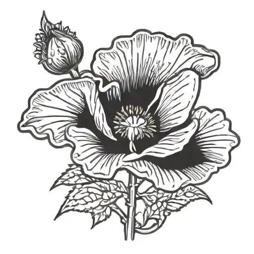 Military Poppy Flower With Stem