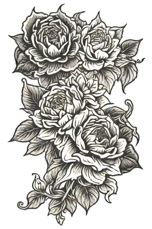 Dahlia Flower And Rose Intertwined