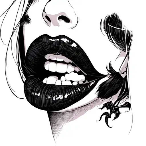 Gothic Themed Picture With Gothic Girl Biting Lip For A Shirt