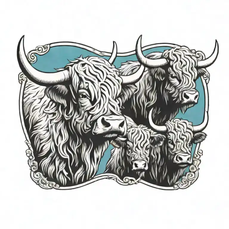 Highland Cow Wearing A Viking Helmet Is Nose To Nose With Another Highland Cow With A Shield