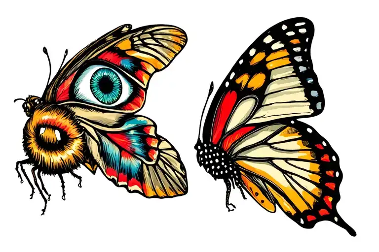 Moth And Butterfly With Third Eye