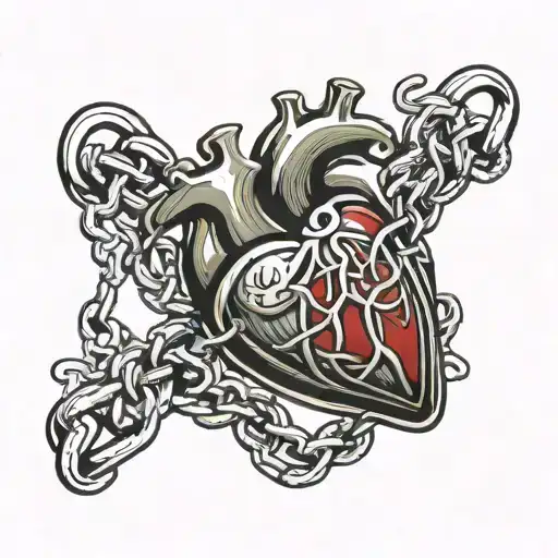 Human Heart With A Lock And Chain Wrapped Around It