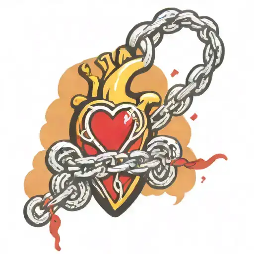 Human Heart With A Lock And Chain Wrapped