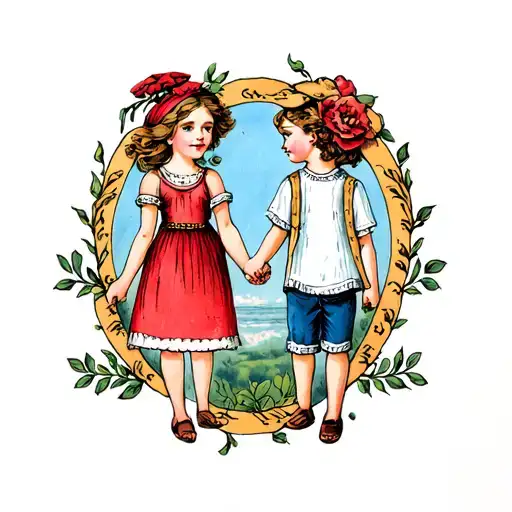 Daughter & Son Holding Hands