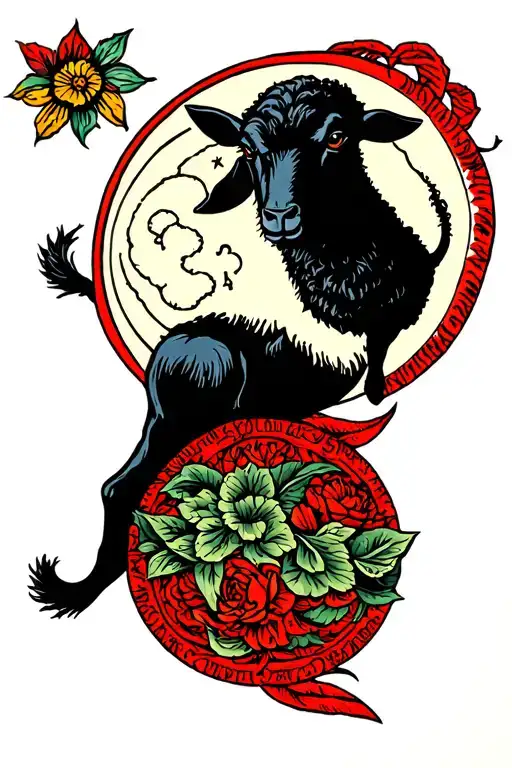 Black Sheep With Moon