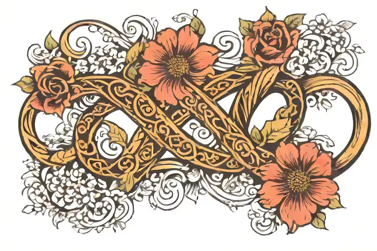 Infinity Symbol Formed With Flowers Intertwined