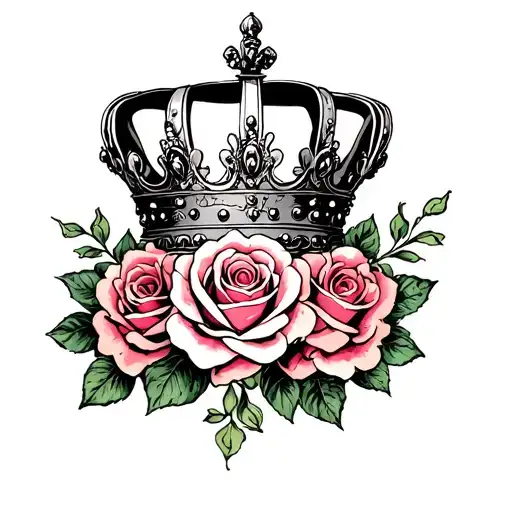Princess Crown And Roses Intertwined