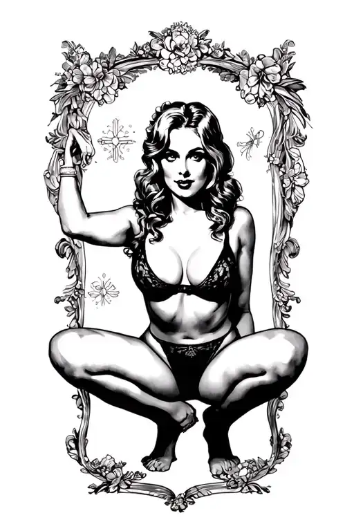 Madonna Squatting Wearing Only Sexy Underwear