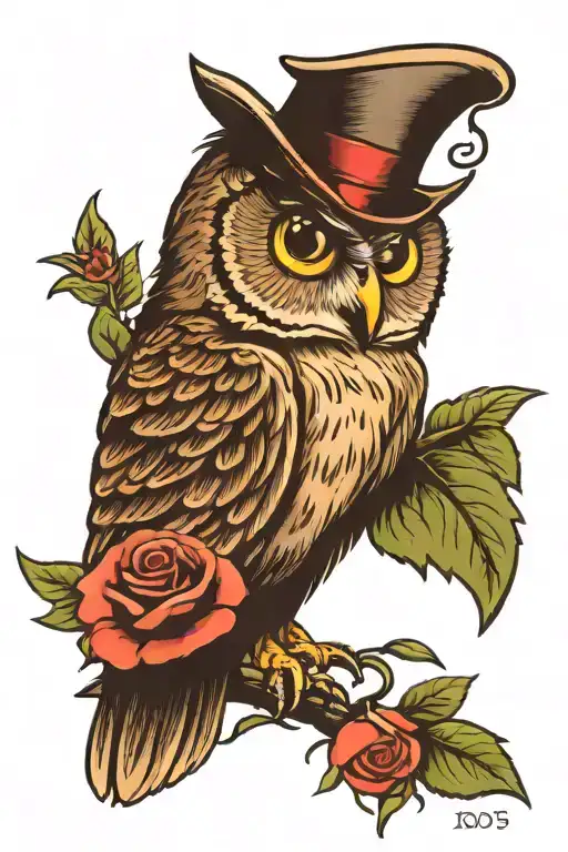 Owl With A Rose