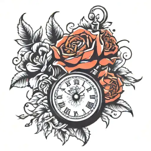 Stop Watch Surrounded By Flowers