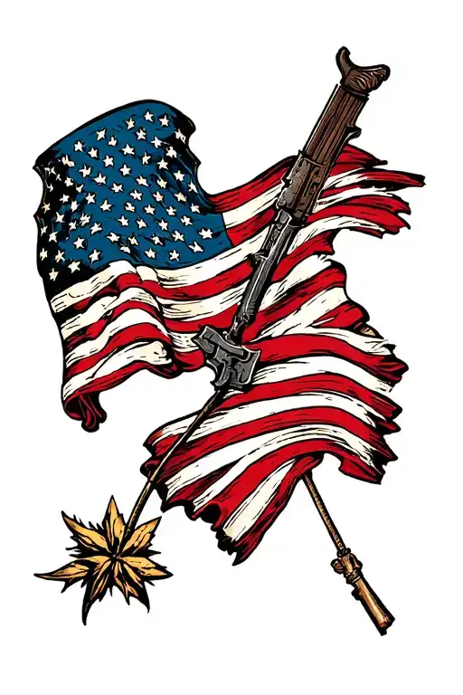 Us Flag Battle Worn