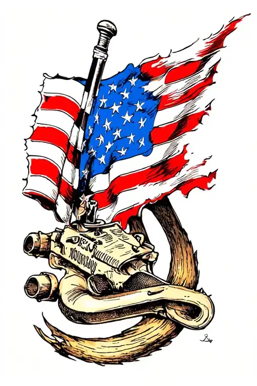 Us Flag Battle Worn