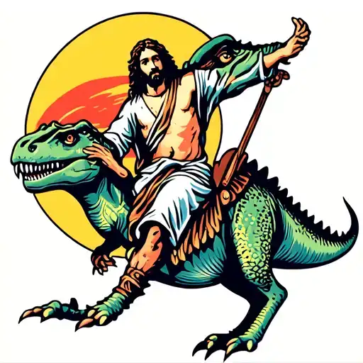 Jesus Riding A Trex