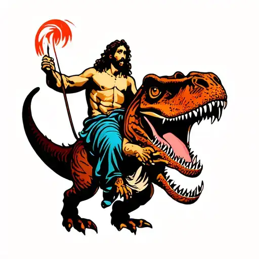 Jesus Riding A Trex