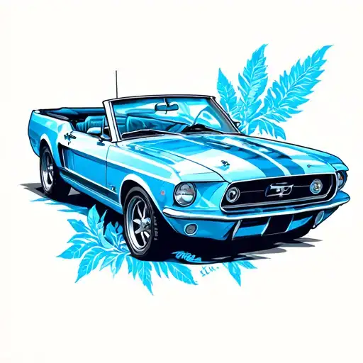 Mustang Convertible With Blue