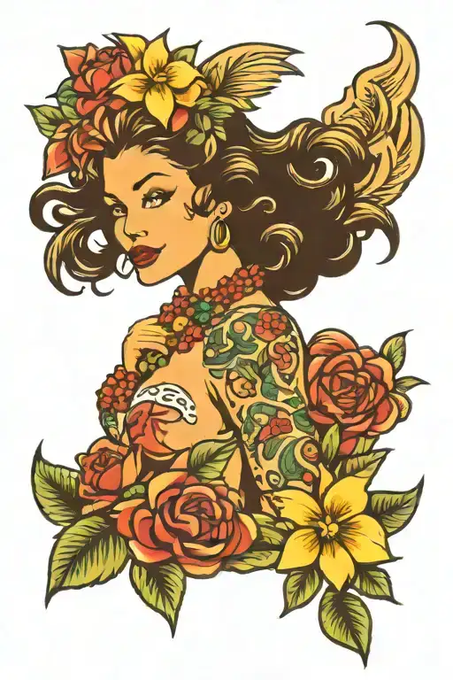 Hula Girl Pin Up Girl With