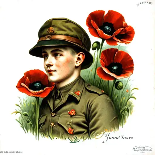 Wwi Soldier With Poppys