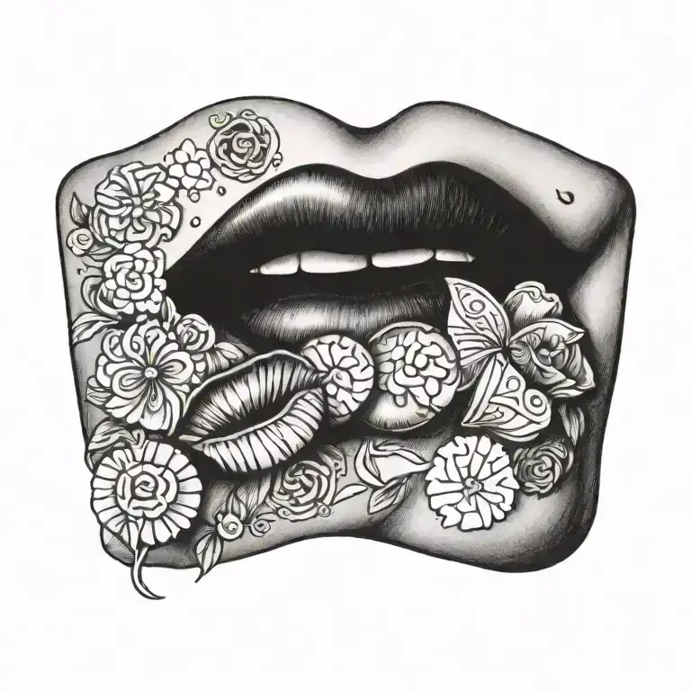 Lips With Sweets Written Underneath