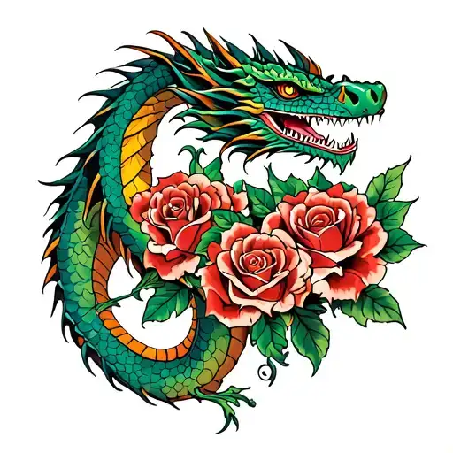Dragon And Roses Growing