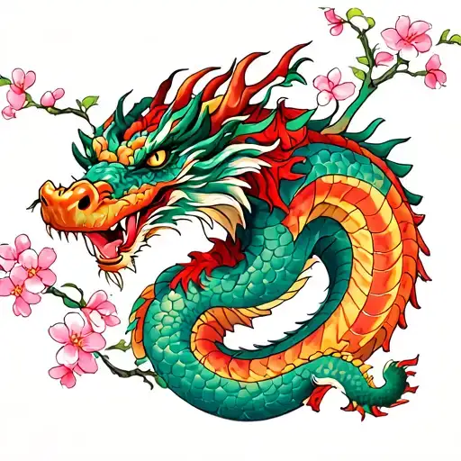 Dragon With Cherry Blossoms