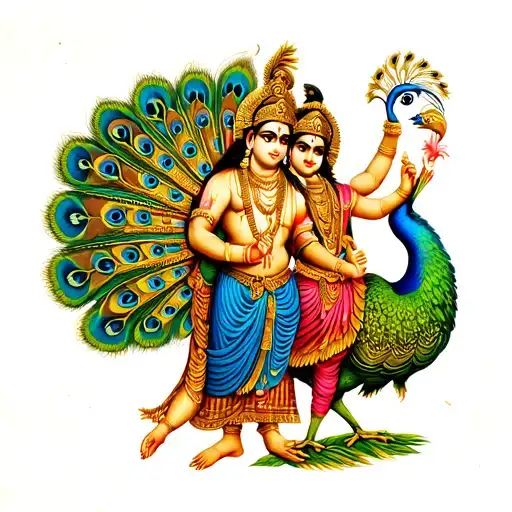 Shree Ram And Hanuman Gada Krishna's Peacock