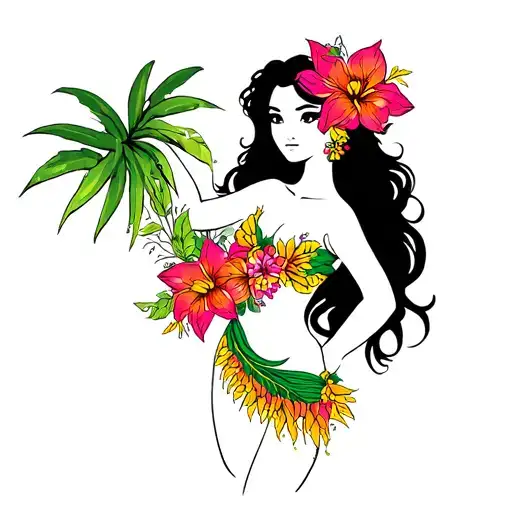 Hawaiian Hula Girl Sillouette