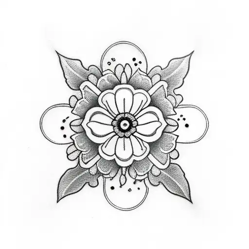 Hibiscus And Black Diamond Mandala