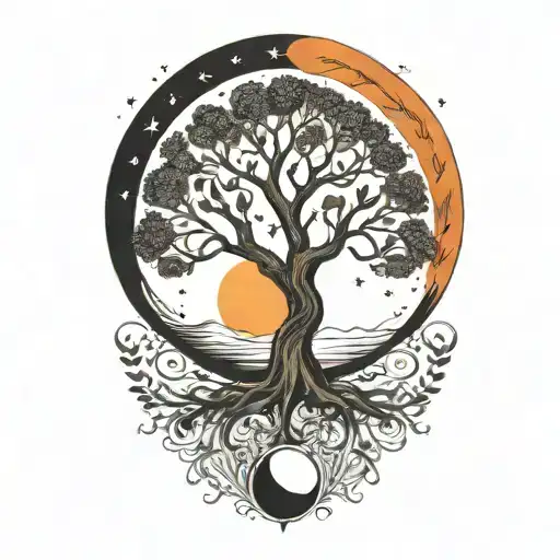 Tree Of Life And Sun And Moon