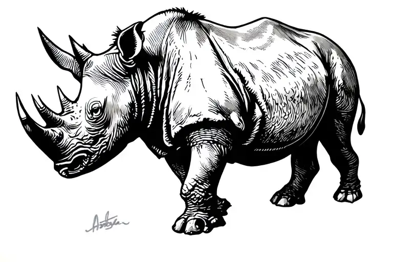 Simple Rhino Black And White