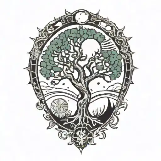Tree Of Life And Sun And Moon