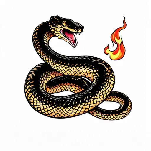 Fire Snake Tattoo Design