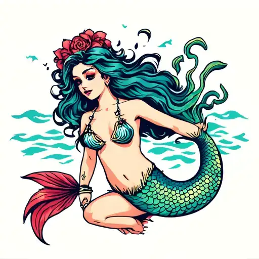 A Mermaid Sailor Jerry Style