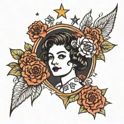 Banner With Hermana Marigolds And Carnations And Stars