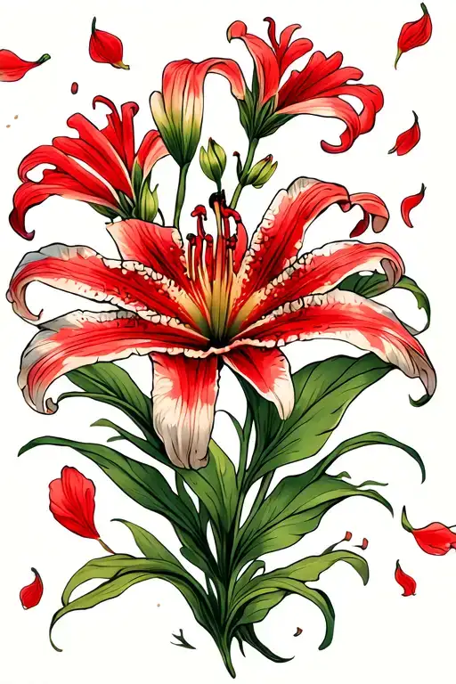 Red Spider-lily With Petals Falling