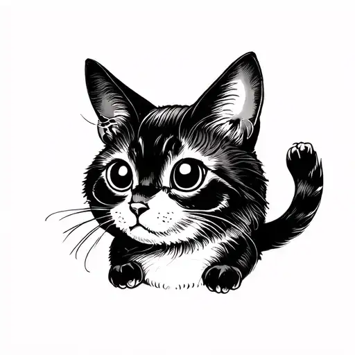 Traditional Style Retro Tattoo Black And White Cute Mogwai