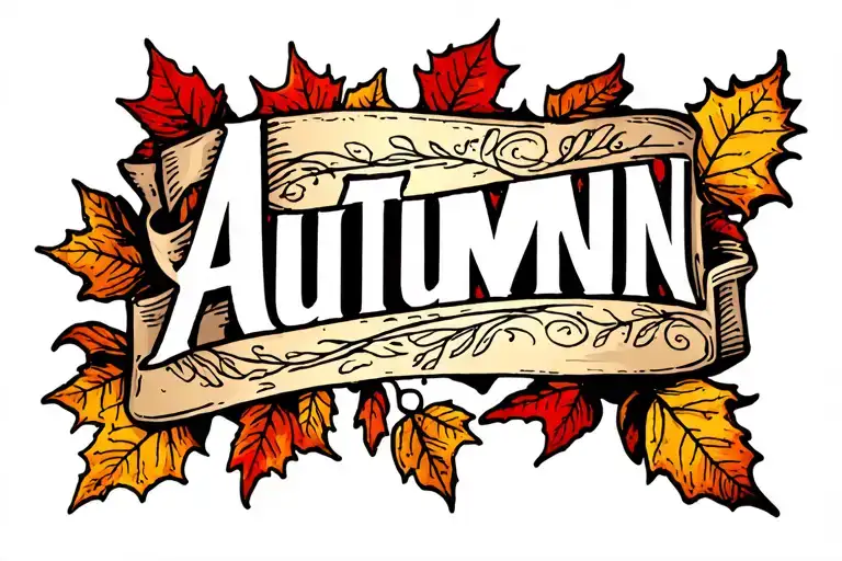 Autumn Name With Leaves Falling