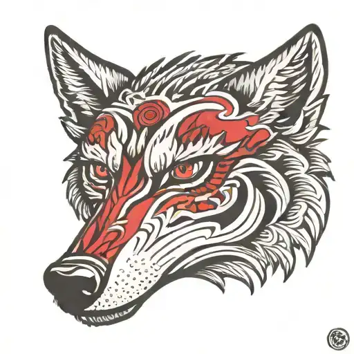 Wolf Head With 6 Red Eyes