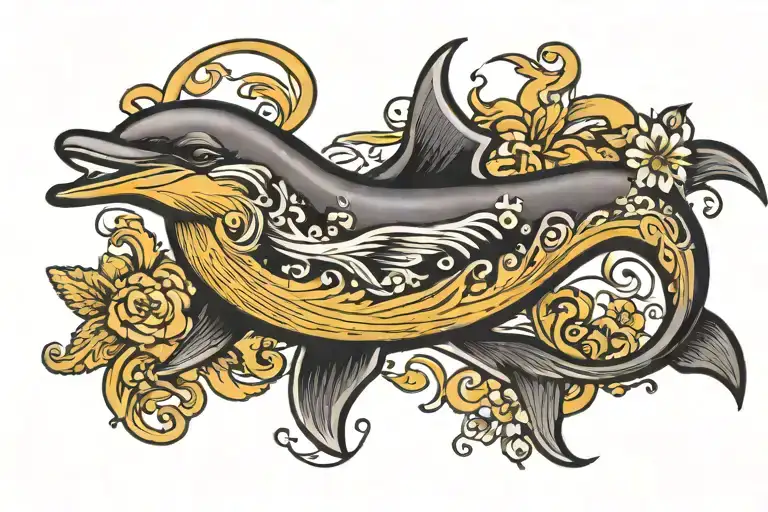 Black And Yellow Dolphin Crest