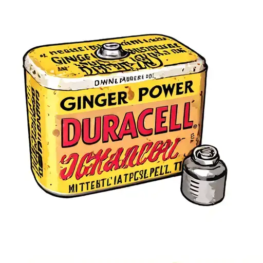 Duracell Battery With Ginger Power Written Down Side
