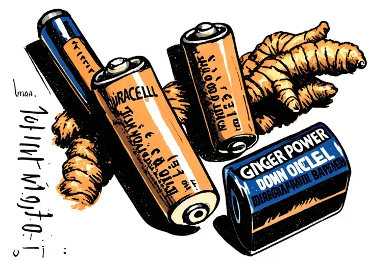 Duracell Pencil Battery With Ginger Power Written Down Side